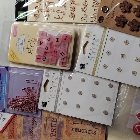 Scrapbooking Bundle Lot Frames Love Snaps Flowers Charms Ribbon Slides Wire ABCs - Picture 4 of 9
